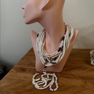 Puka Sell Necklace and Bracelet Bundle Shark Tooth MOP Birds - 15 pieces